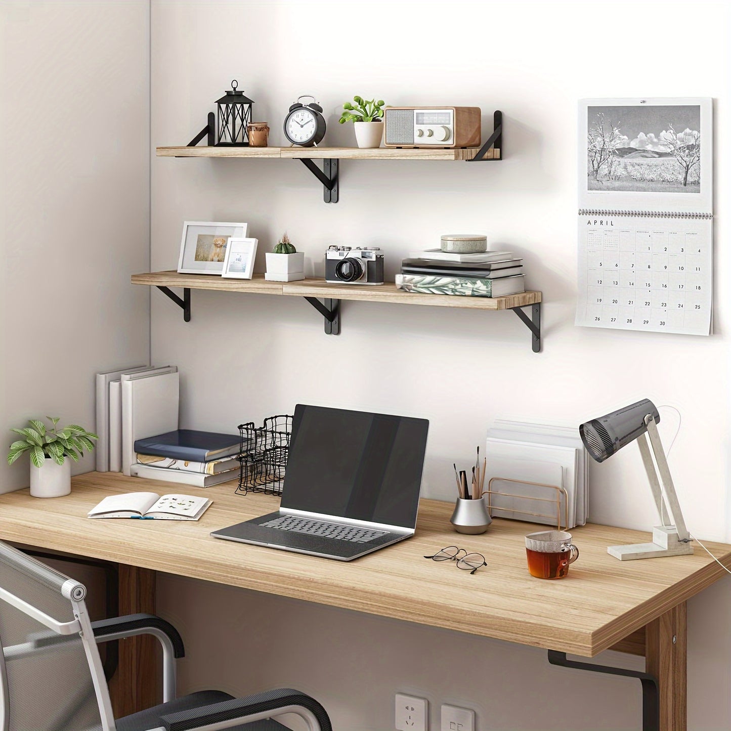 Noir Ascend: Floating Shelf Set - 4 Pcs Carbonized Floating Shelves