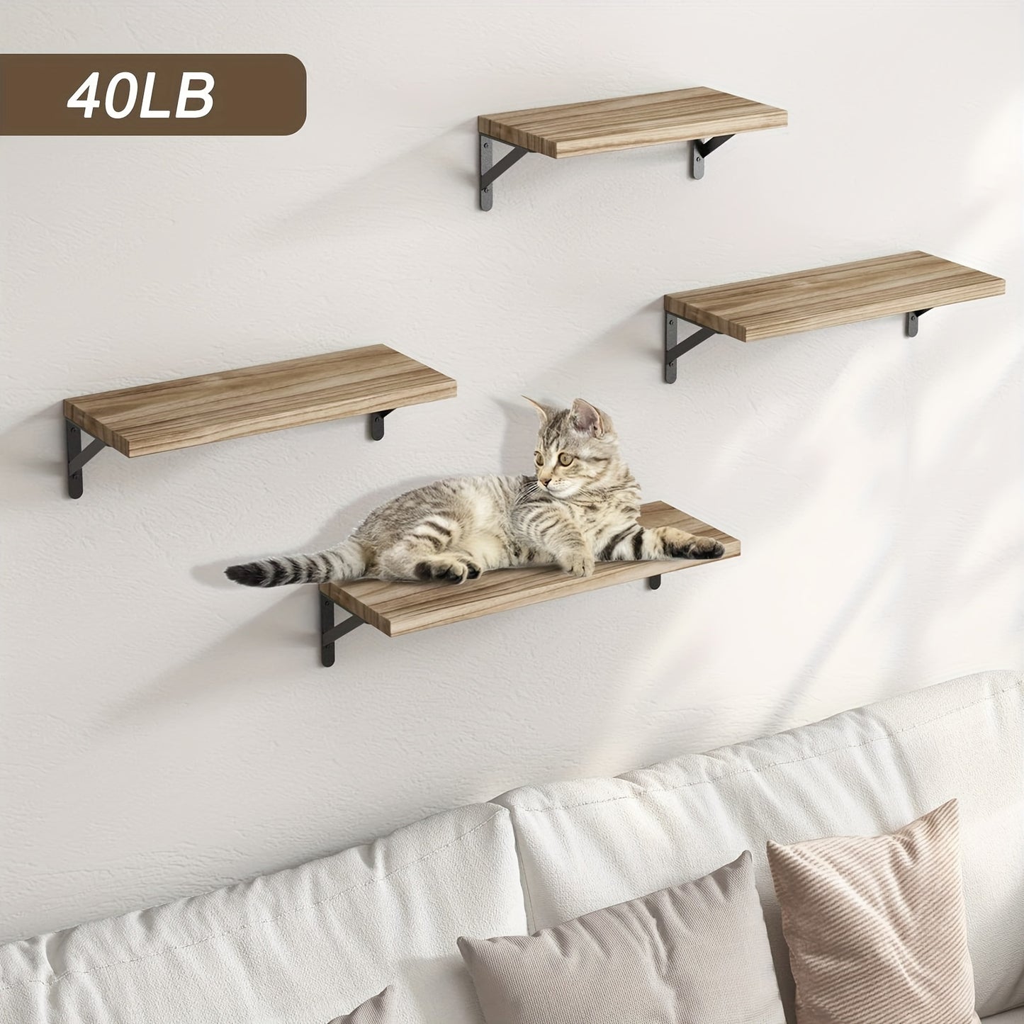 Noir Ascend: Floating Shelf Set - 4 Pcs Carbonized Floating Shelves